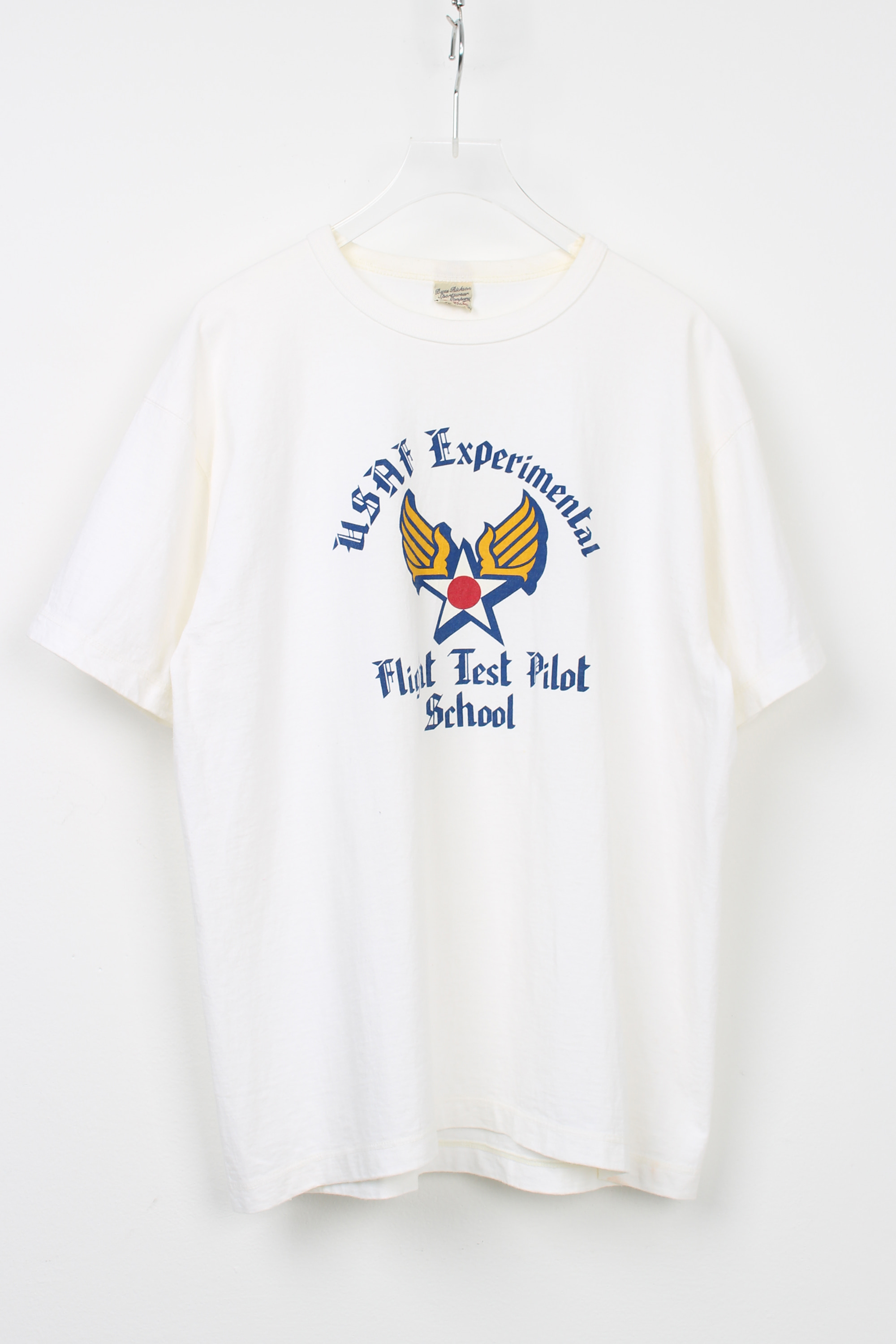 BUZZ RICKSON&#039;S Slub Yarn T-shirt &quot;Flight Test Pliot School”