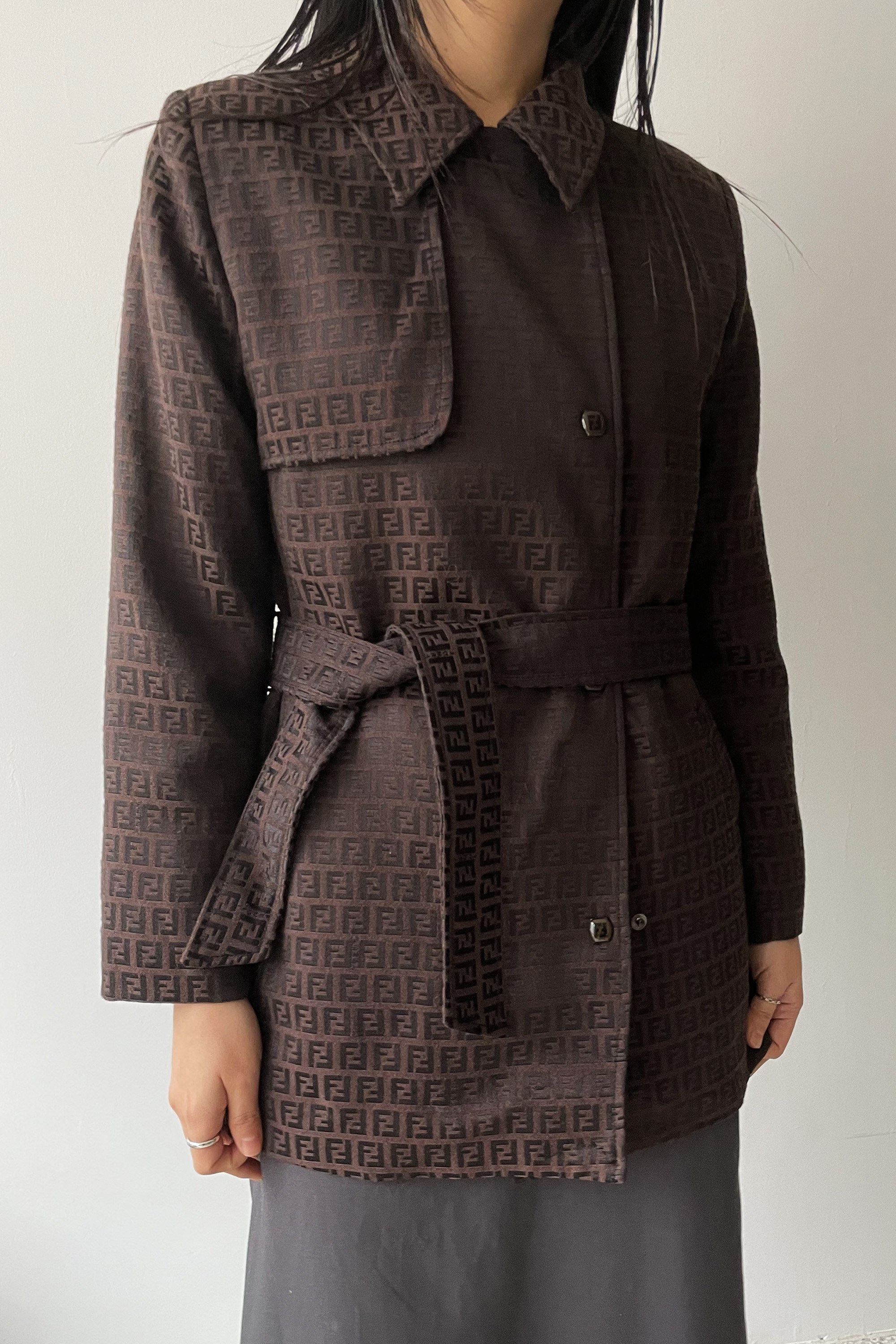 Fendi Zucca-pattern Belted Jacket